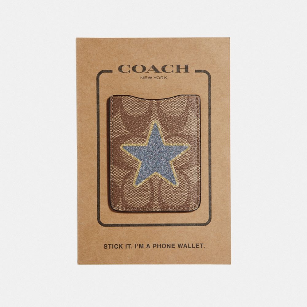 COACH F33038 Pocket Sticker In Signature Canvas With Star KHAKI MULTI
