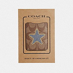 COACH F33038 Pocket Sticker In Signature Canvas With Star KHAKI MULTI