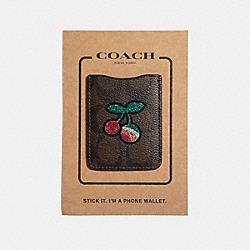 COACH F33043 - POCKET STICKER IN SIGNATURE CANVAS WITH CHERRY BROWN/MULTI