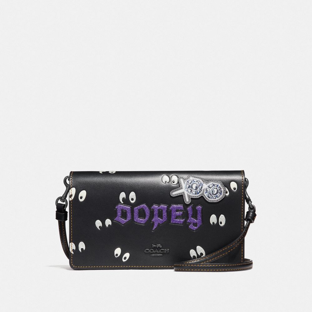 COACH DISNEY X COACH DOPEY HAYDEN FOLDOVER CROSSBODY CLUTCH - BLACK - F33046