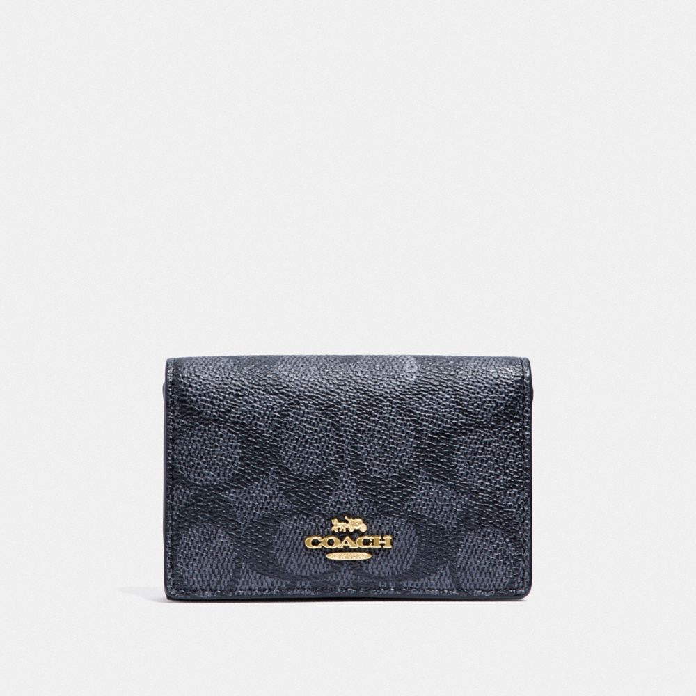 BUSINESS CARD CASE IN SIGNATURE CANVAS - F33068 - LI/CHARCOAL MIDNIGHT NAVY