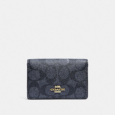 COACH F33068 BUSINESS CARD CASE IN SIGNATURE CANVAS LI/CHARCOAL-MIDNIGHT-NAVY