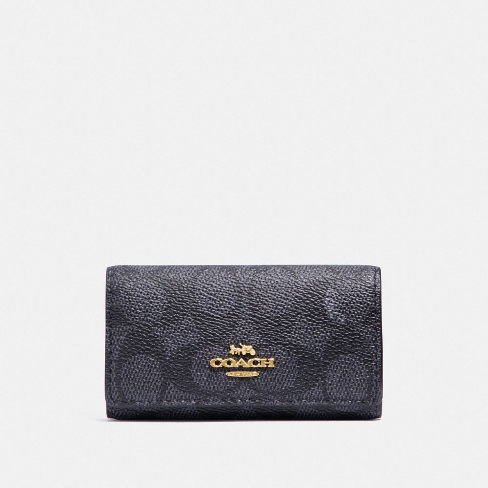 COACH F33069 Six Ring Key Case In Signature Canvas LI/CHARCOAL MIDNIGHT NAVY