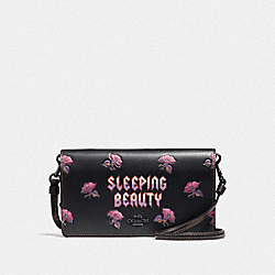 DISNEY X COACH SLEEPING BEAUTY HAYDEN FOLDOVER CROSSBODY CLUTCH - F33082 - BLACK/MAGENTA