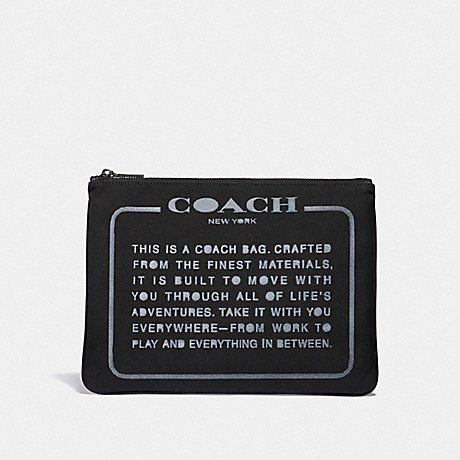COACH LARGE MULTIFUNCTIONAL POUCH WITH SPRAY STORYPATCH - BLACK - F33091
