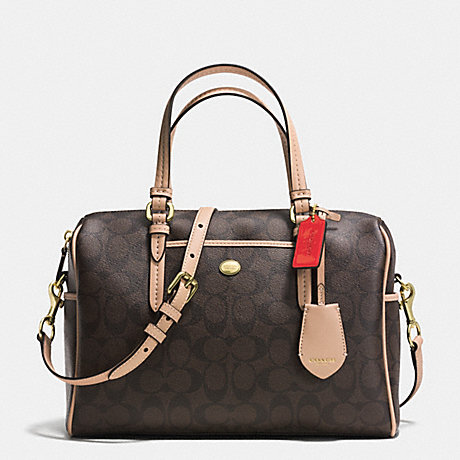 COACH PEYTON SIGNATURE NANCY SATCHEL - BRASS/BROWN/TAN - f33323