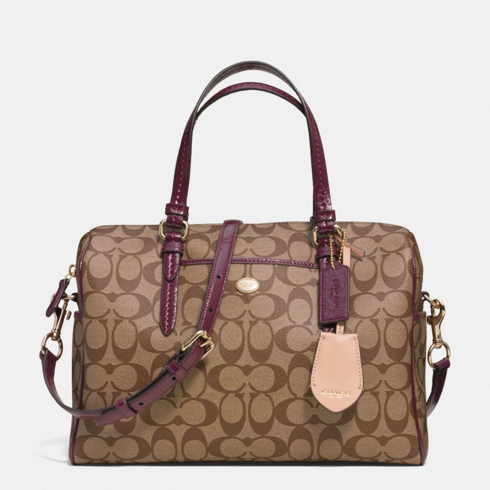 COACH PEYTON SIGNATURE NANCY SATCHEL - IM/KHAKI/SHERRY - f33323