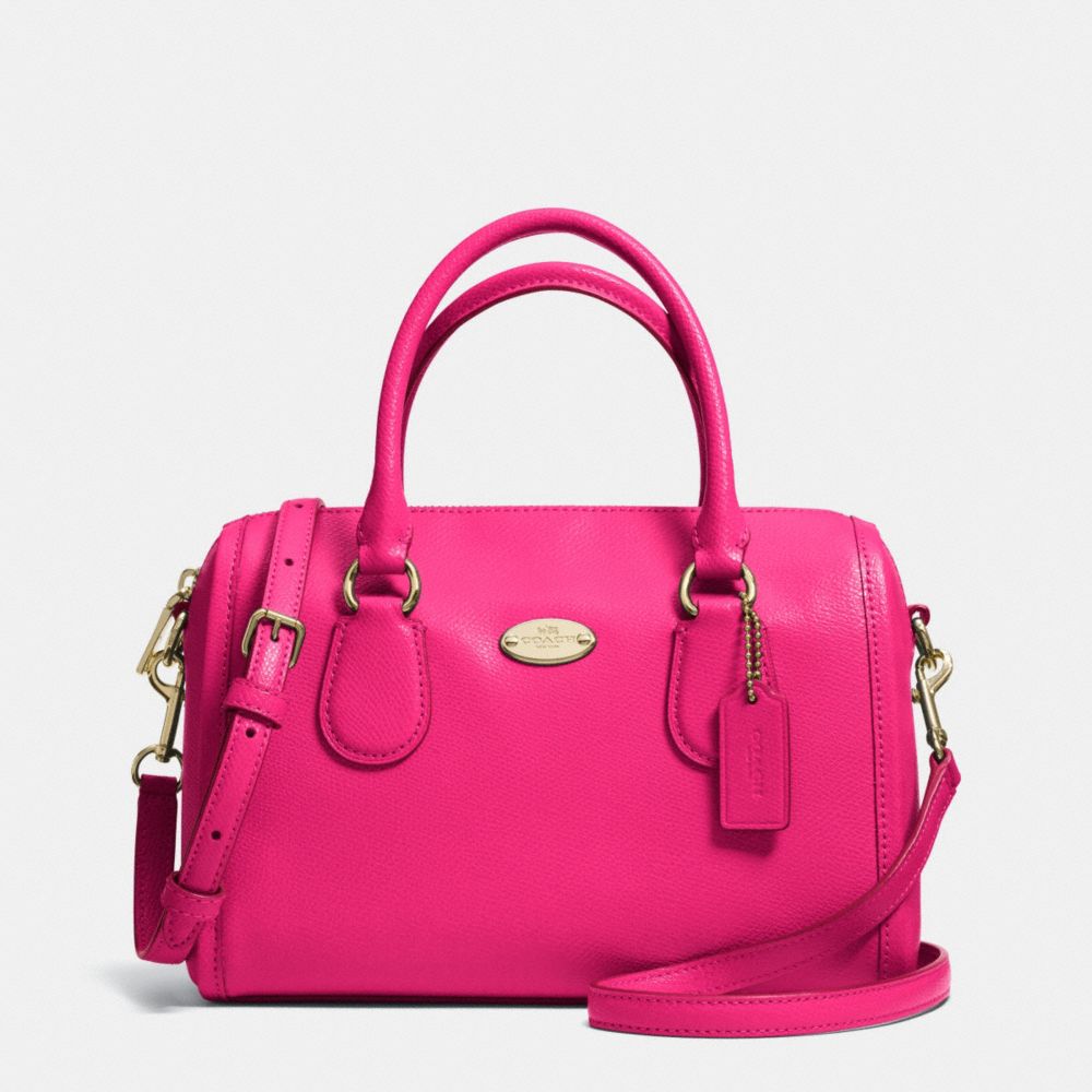 MINI BENNETT SATCHEL IN CROSSGRAIN LEATHER - LIGHT GOLD/PINK RUBY - COACH F33329