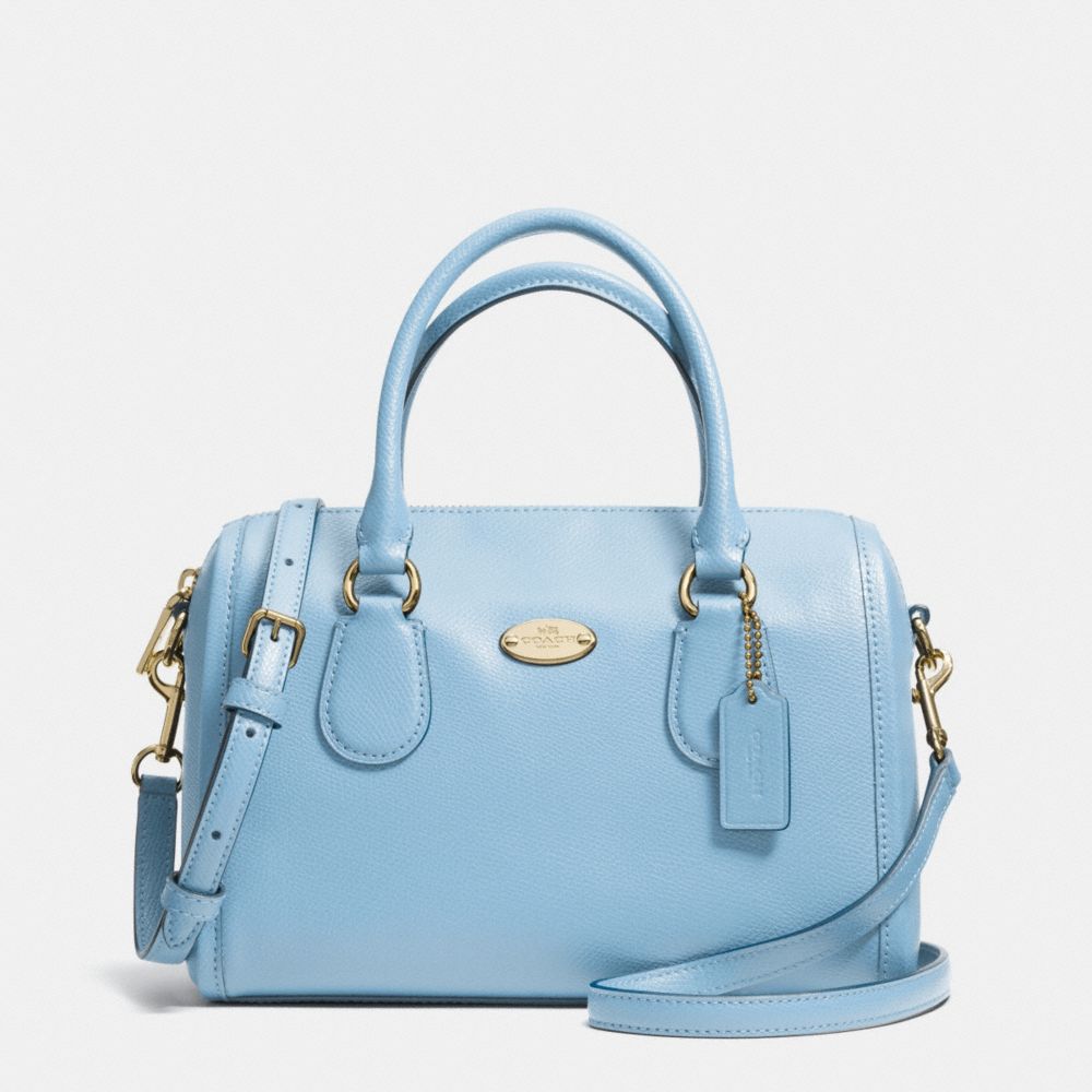 COACH MINI BENNETT SATCHEL IN CROSSGRAIN LEATHER - LIGHT GOLD/PALE BLUE - F33329