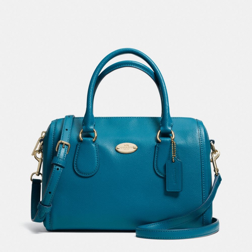 CROSSGRAIN LEATHER MINI BENNETT SATCHEL - LIGHT GOLD/TEAL - COACH F33329