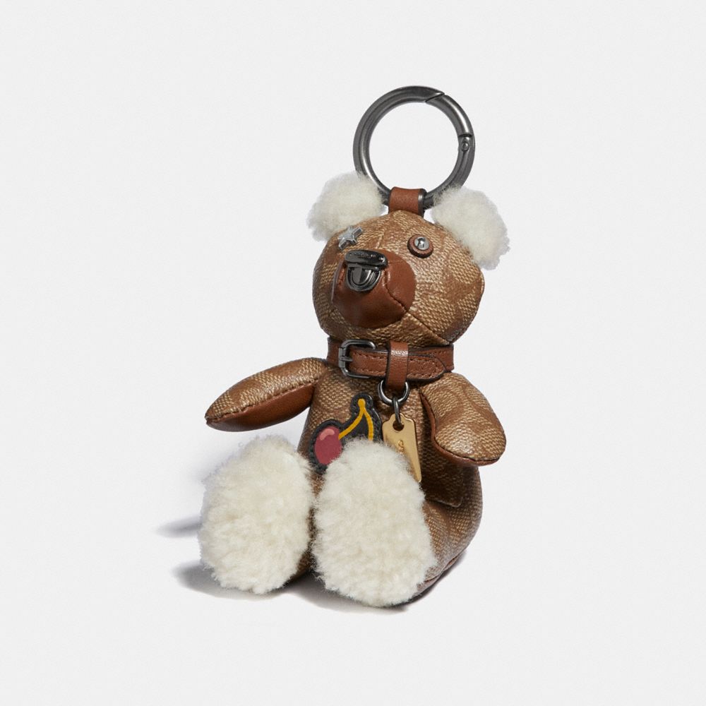 COACH f33358 BEAR BAG CHARM Khaki/Black