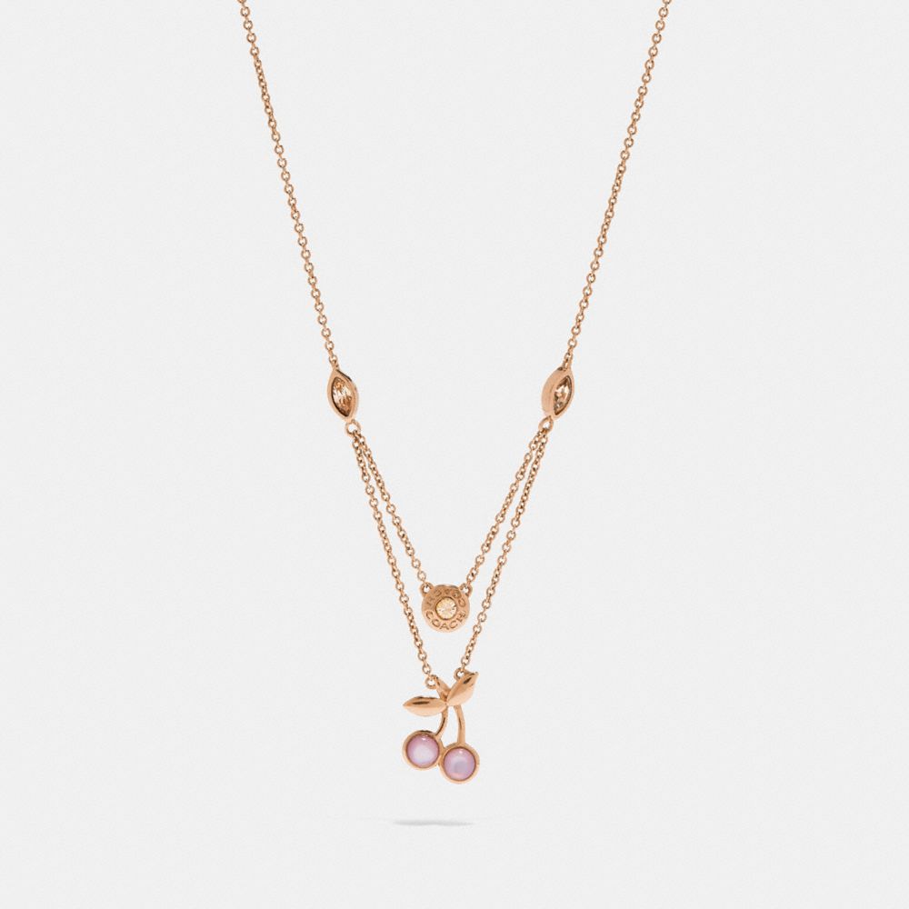 COACH CHERRY DOUBLE LAYER NECKLACE - PINK/ROSEGOLD - F33364