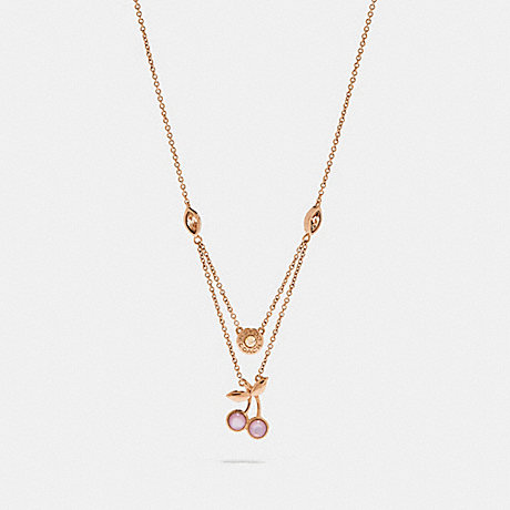 COACH CHERRY DOUBLE LAYER NECKLACE - ROSEGOLD/PINK - f33364
