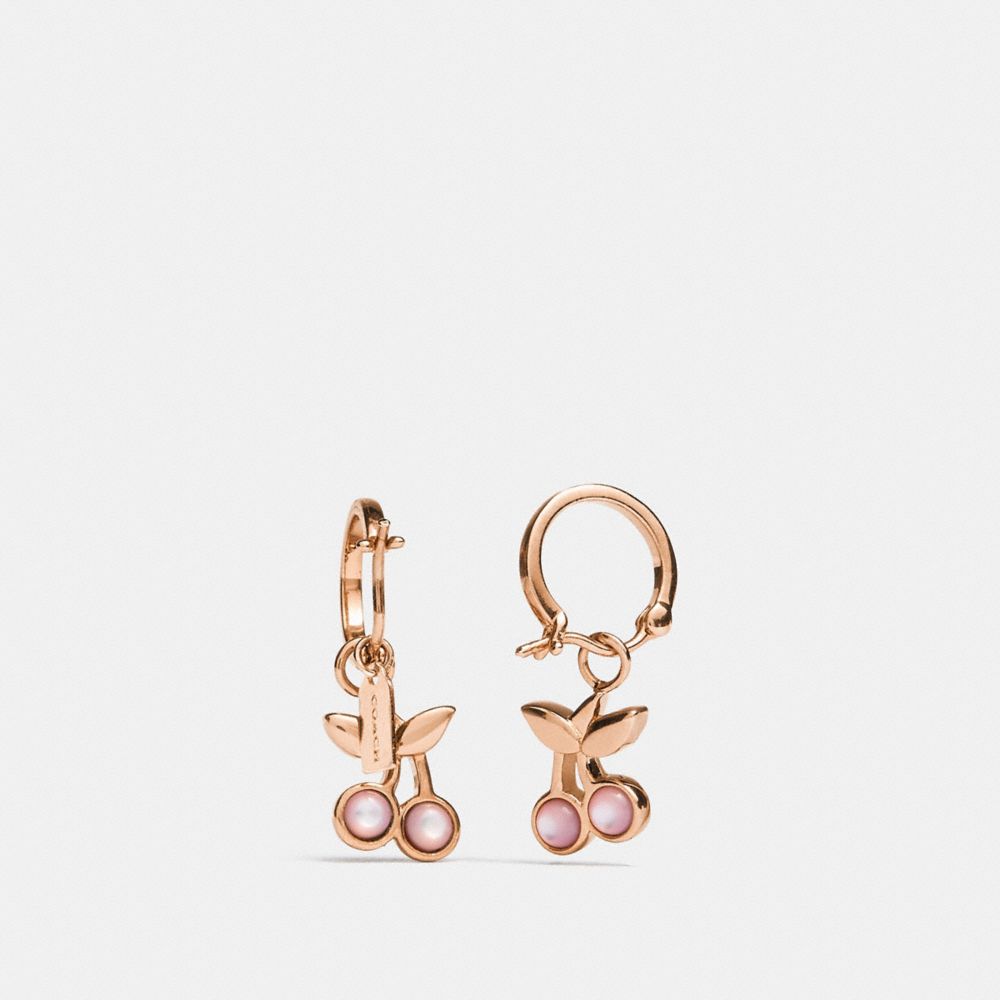 CHERRY HUGGIE EARRINGS - f33367 - ROSEGOLD/PINK