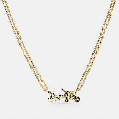 COACH HORSE AND CARRIAGE DOUBLE CHAIN NECKLACE - GOLD - F33375