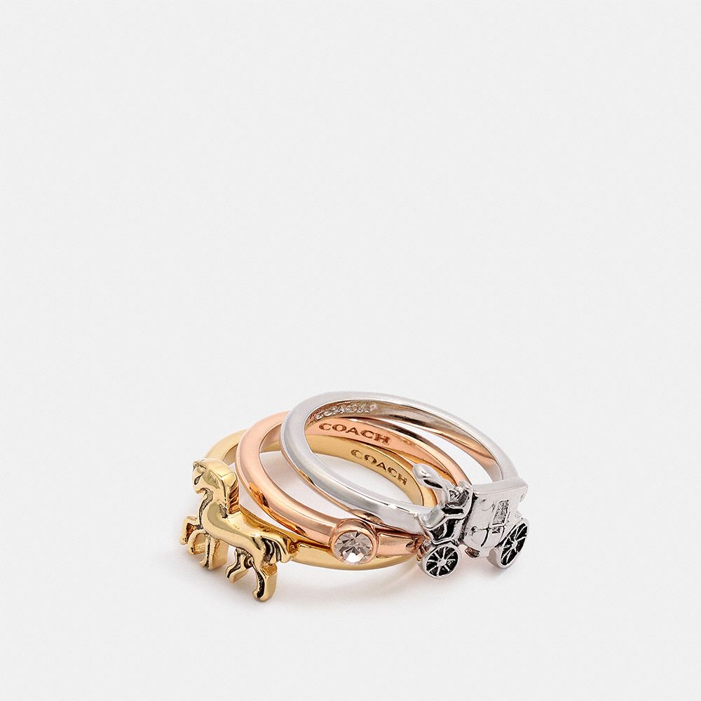 HORSE AND CARRIAGE RING SET - COACH F33378 - MULTICOLOR