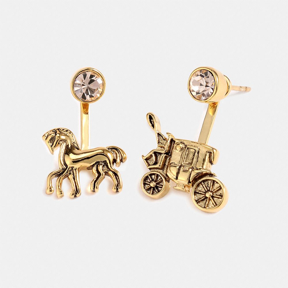 HORSE AND CARRIAGE EARRINGS - F33379 - GOLD