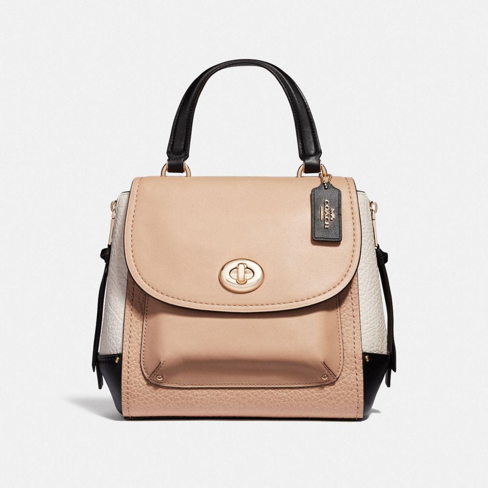 FAYE BACKPACK IN COLORBLOCK - BEECHWOOD/LIGHT GOLD - COACH F33401