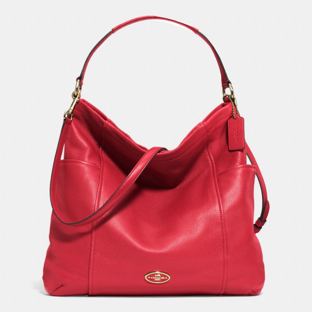 COACH F33436 Gallery Hobo In Leather  LIGHT GOLD/RED CURRANT