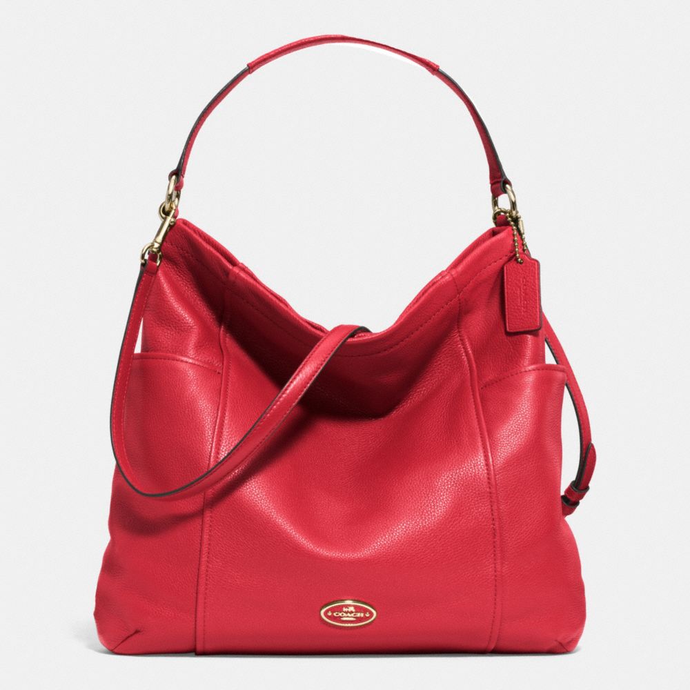 COACH f33436 GALLERY HOBO IN LEATHER  LIGHT GOLD/RED CURRANT