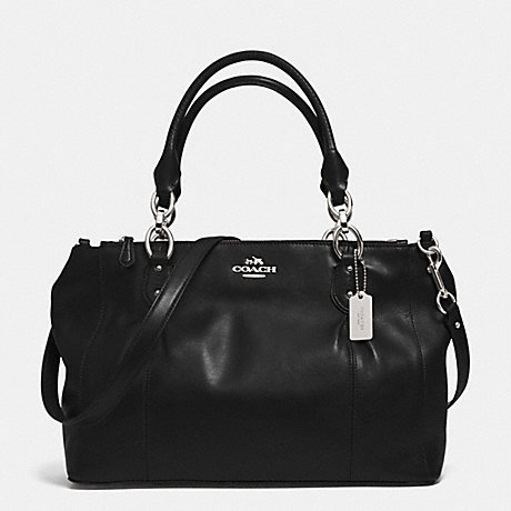 COACH F33447 COLETTE LEATHER CARRYALL SILVER/BLACK