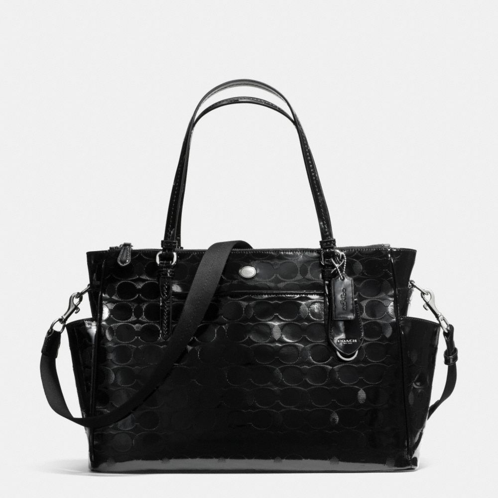 PEYTON LINEAR C EMBOSSED PATENT MULTIFUNCTION TOTE - SILVER/BLACK - COACH F33491