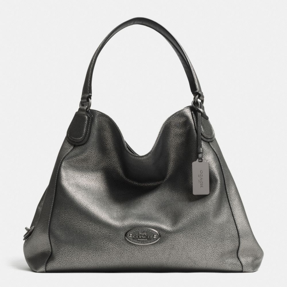 COACH F33520 Edie Shoulder Bag In Metallic Leather  ANTIQUE NICKEL/GUNMETAL