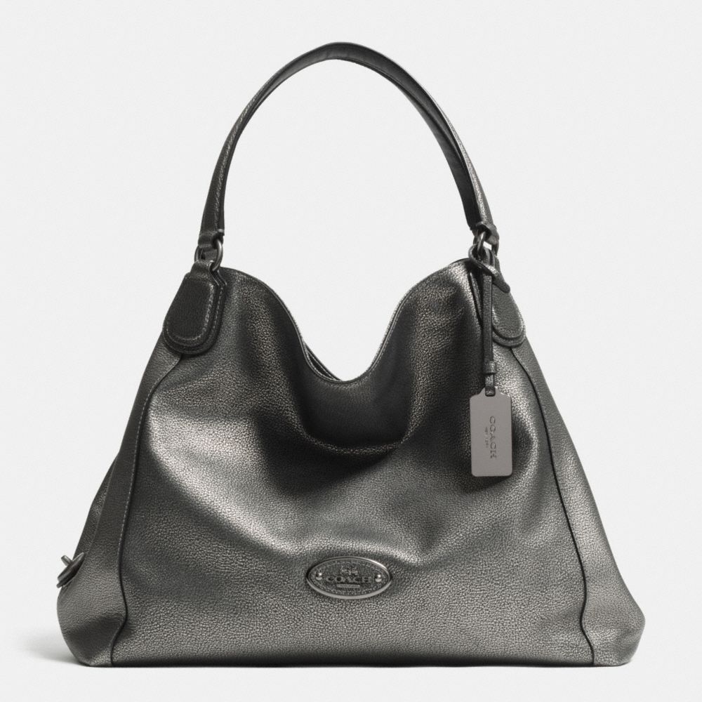 COACH EDIE SHOULDER BAG IN METALLIC LEATHER - ANTIQUE NICKEL/GUNMETAL - F33520