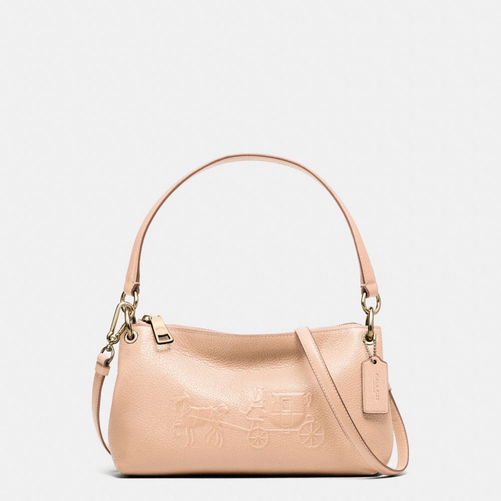 COACH F33521 EMBOSSED HORSE AND CARRIAGE CHARLEY CROSSBODY IN PEBBLE LEATHER -LIAPR
