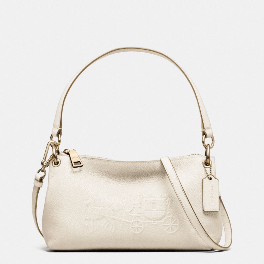 COACH F33521 Embossed Horse And Carriage Charley Crossbody In Pebble Leather CHALK