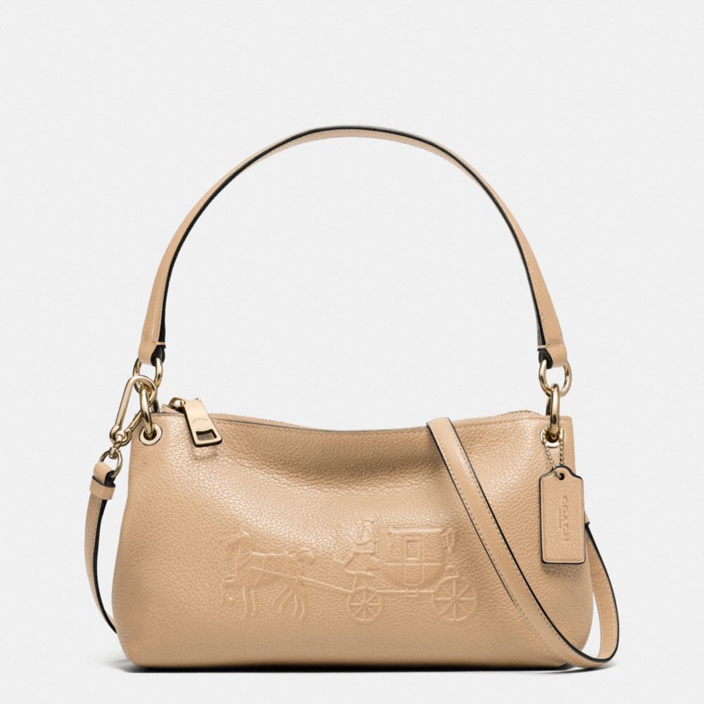COACH F33521 Embossed Horse And Carriage Charley Crossbody In Pebble Leather NUDE