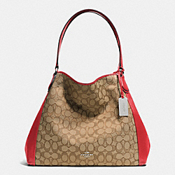 COACH F33523 Edie Shoulder Bag In Signature SILVER/KHAKI/TRUE RED