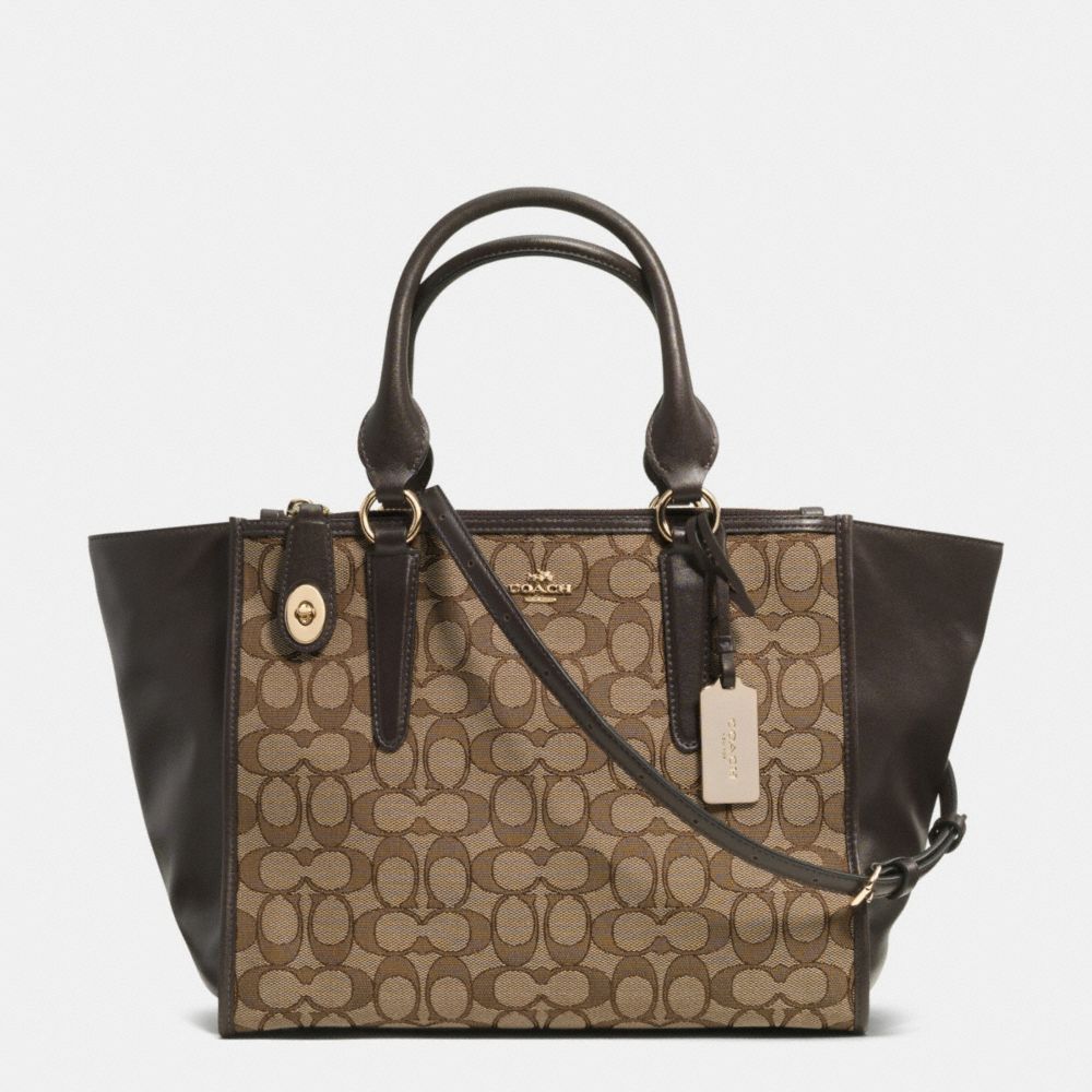 COACH F33524 CROSBY CARRYALL IN SIGNATURE LIGHT-GOLD/KHAKI/BROWN