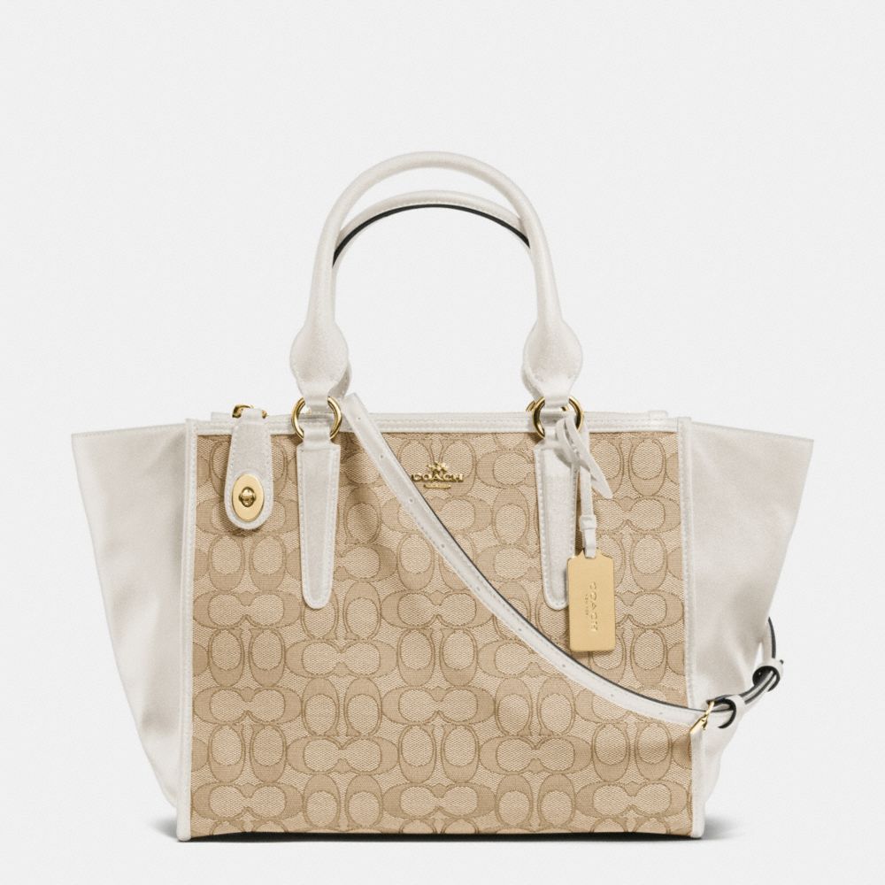 CROSBY CARRYALL IN SIGNATURE - f33524 - LIGHT GOLD/LIGHT KHAKI/CHALK