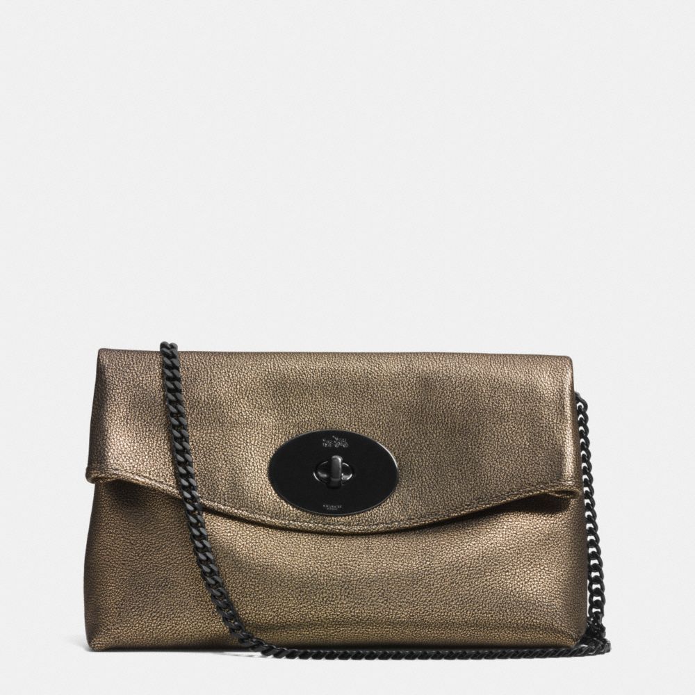 TURNLOCK CLUTCH IN METALLIC LEATHER - f33527 -  VA/BRASS