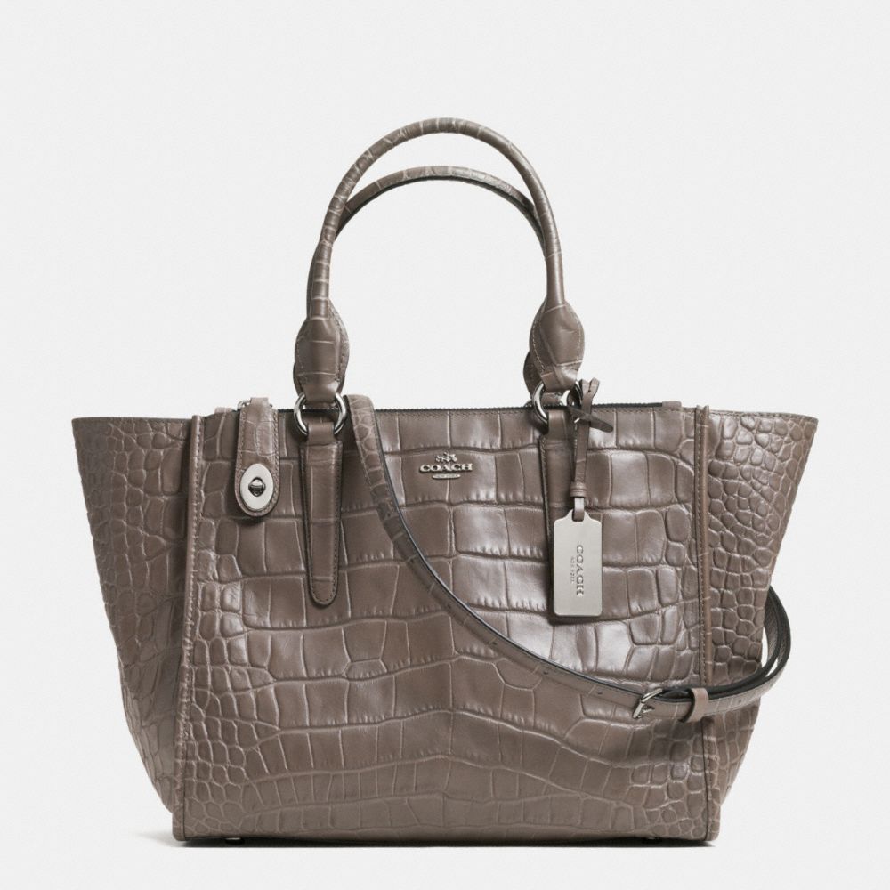 COACH F33529 - CROSBY CARRYALL IN CROC EMBOSSED LEATHER  SILVER/MINK