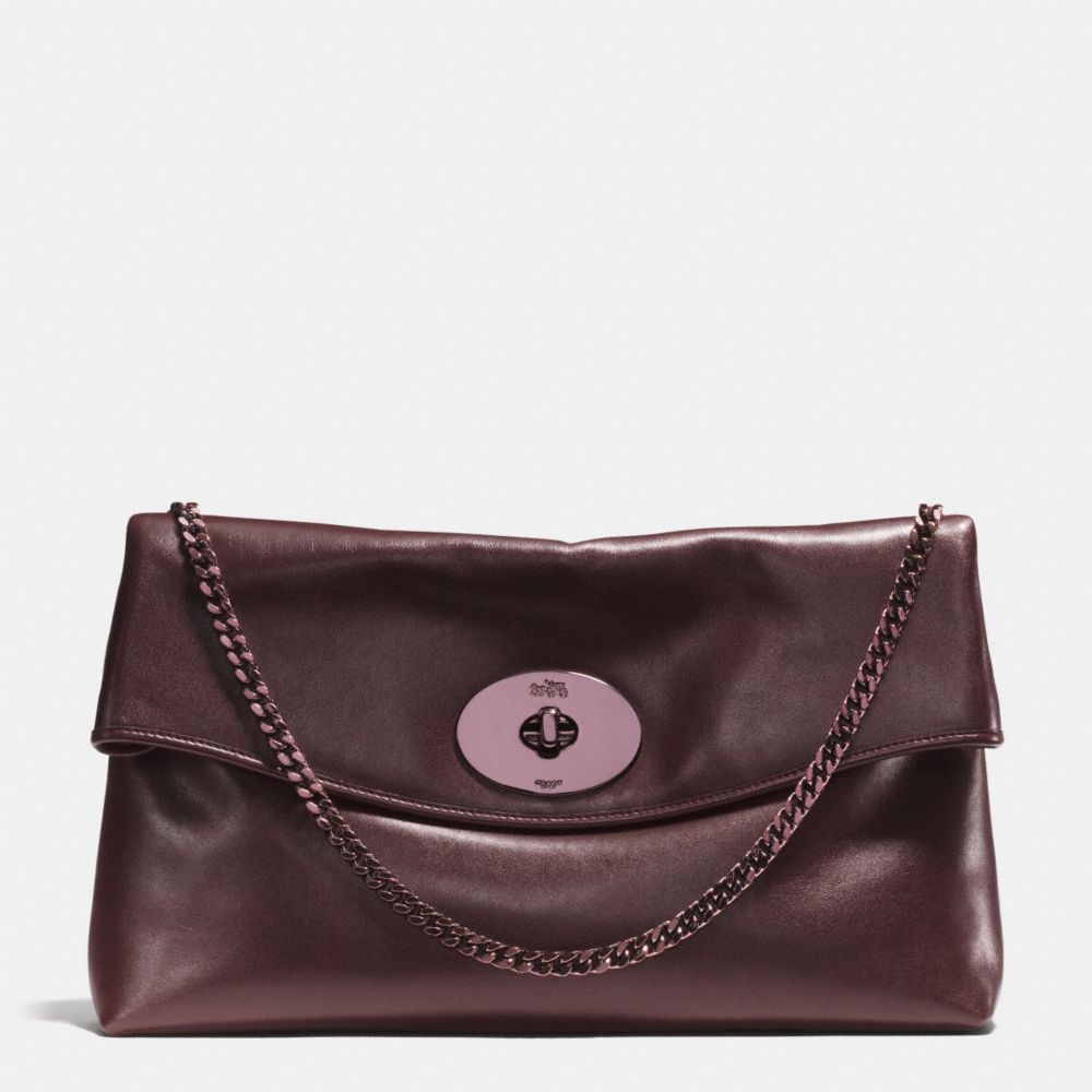 LARGE TURNLOCK CLUTCH IN LEATHER - f33532 -  VPOXB