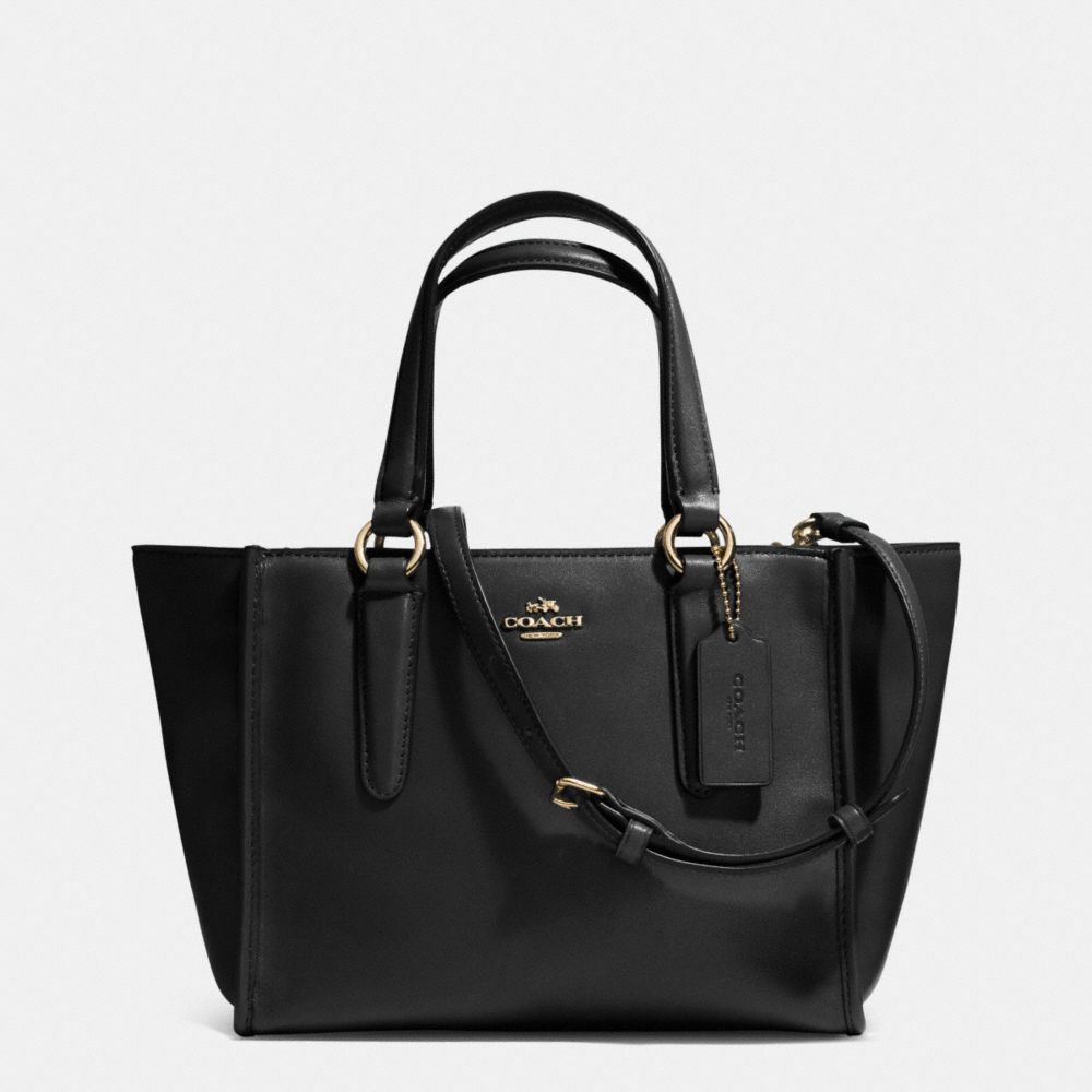 CROSBY MINI CARRYALL IN SMOOTH LEATHER - f33537 - LIGHT GOLD/BLACK