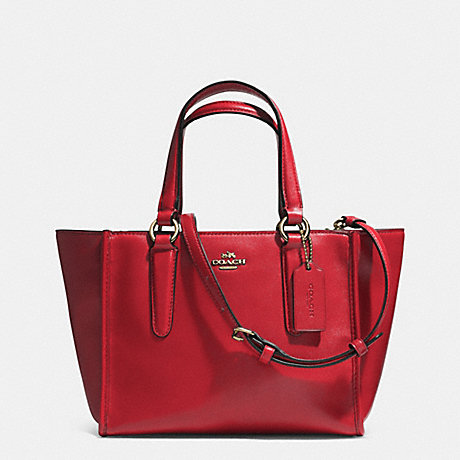 COACH f33537 CROSBY MINI CARRYALL IN SMOOTH LEATHER LIGHT GOLD/RED CURRANT