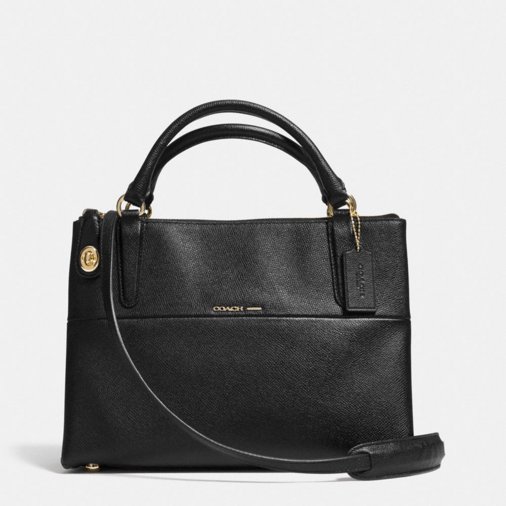 THE SMALL TURNLOCK BOROUGH BAG IN TEXTURED  EMBOSSED LEATHER - LIGHT GOLD/BLACK - COACH F33539