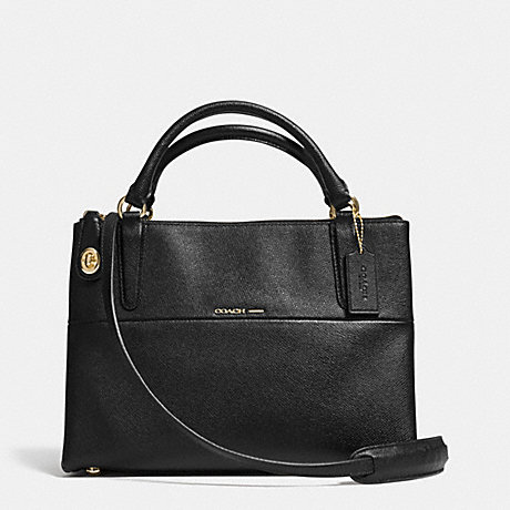 COACH THE SMALL TURNLOCK BOROUGH BAG IN TEXTURED  EMBOSSED LEATHER -  LIGHT GOLD/BLACK - f33539