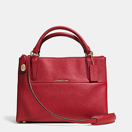 COACH f33539 THE SMALL TURNLOCK BOROUGH BAG IN TEXTURED  EMBOSSED LEATHER  LIGHT GOLD/RED CURRANT