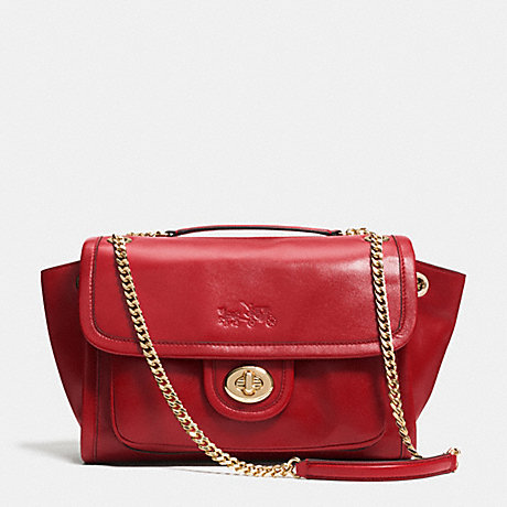 COACH LARGE RANGER FLAP CROSSBODY IN LEATHER -  LIGHT GOLD/RED CURRANT - f33544