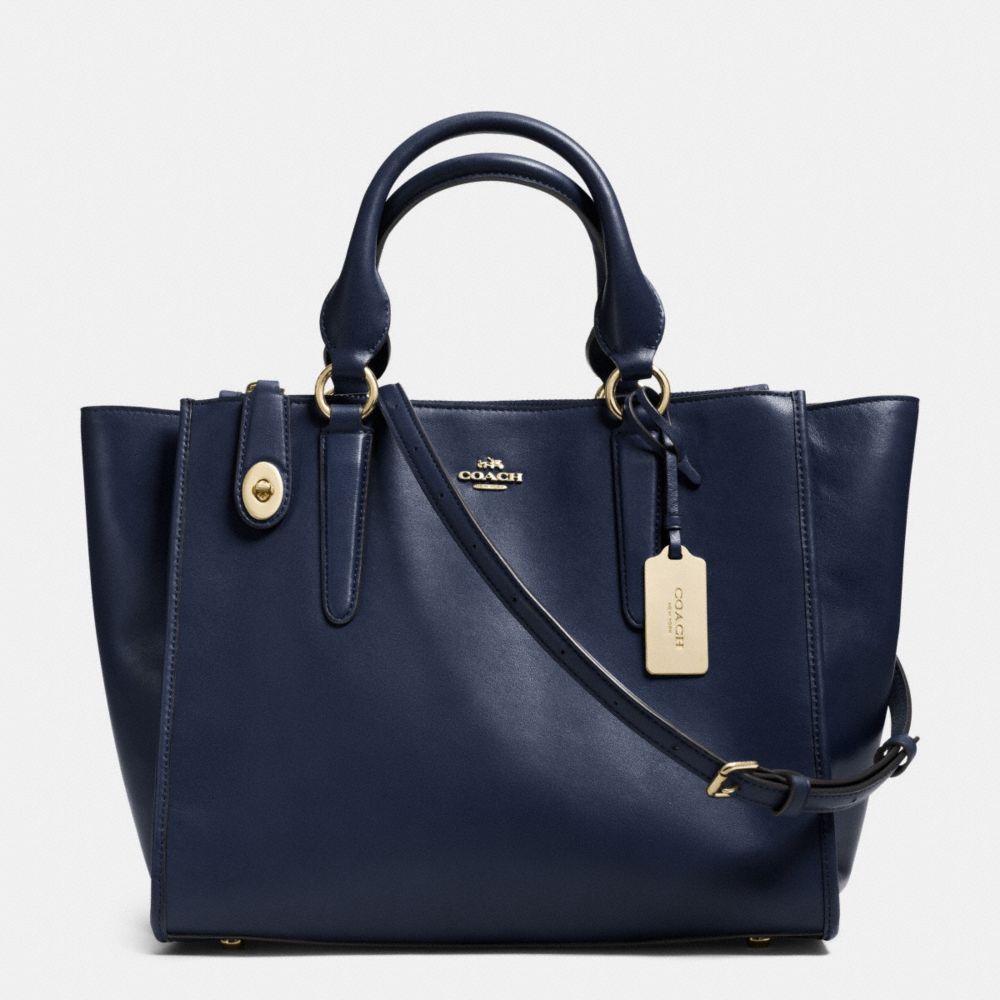 CROSBY CARRYALL IN LEATHER - f33545 - LIGHT GOLD/NAVY