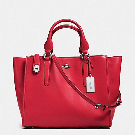 COACH F33545 CROSBY CARRYALL IN LEATHER SILVER/TRUE-RED