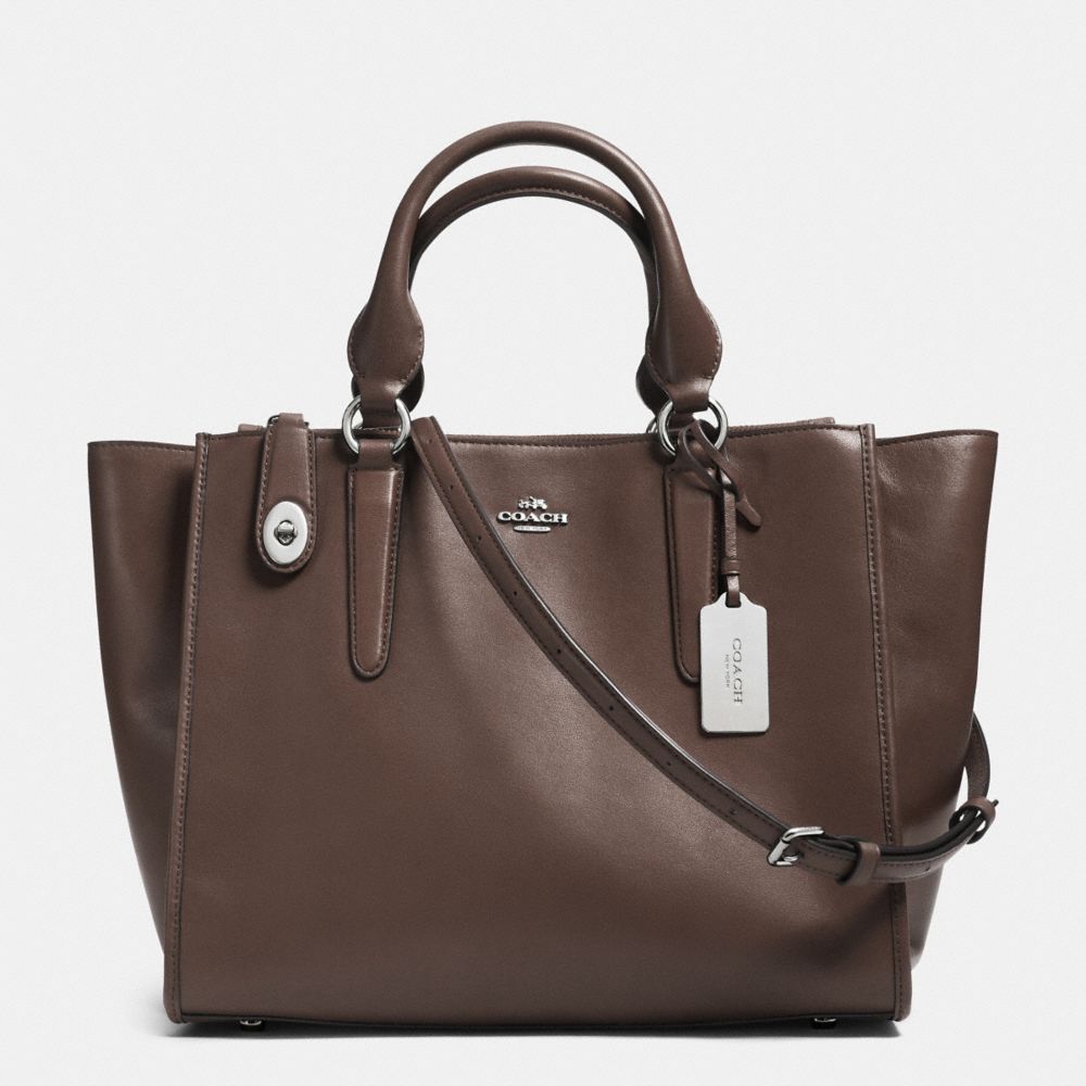 CROSBY CARRYALL IN LEATHER - f33545 - SILVER/MINK