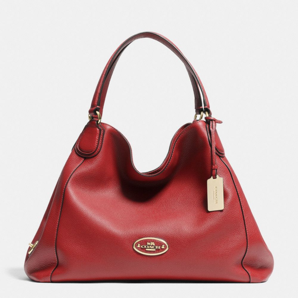 EDIE SHOULDER BAG IN LEATHER - LIGHT GOLD/RED CURRANT - COACH F33547