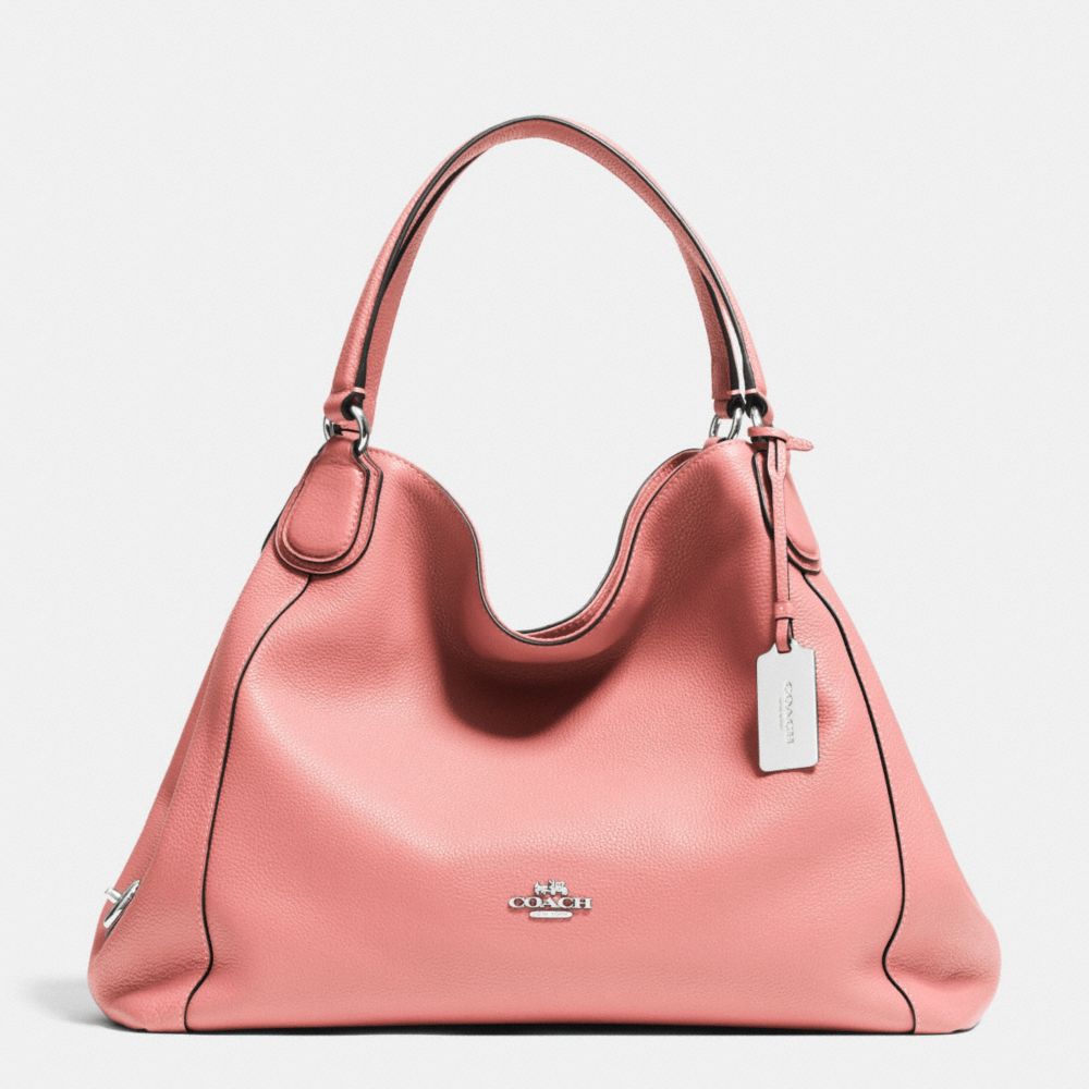 COACH F33547 Edie Shoulder Bag In Leather SILVER/PINK