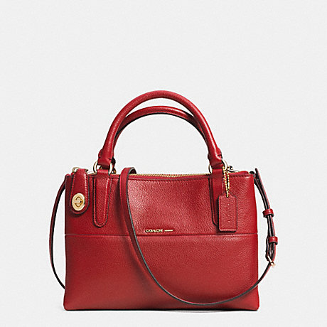 COACH f33562 TURNLOCK BOROUGH BAG IN PEBBLE LEATHER LIGHT GOLD/RED CURRANT