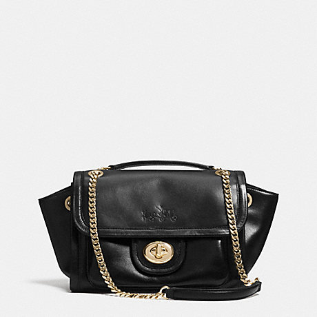 COACH F33566 RANGER FLAP CROSSBODY IN LEATHER -LIGHT-GOLD/BLACK